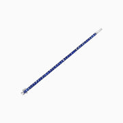 French-Cut Blue Sapphire Tennis Bracelet in Platinum 950 (9.42 CT Sapphires, Handcrafted Detail)