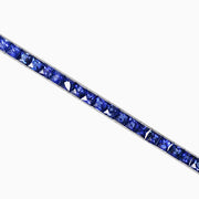 French-Cut Blue Sapphire Tennis Bracelet in Platinum 950 (9.42 CT Sapphires, Handcrafted Detail)