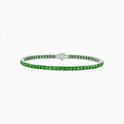 French-Cut Emerald Tennis Bracelet in Platinum 950 (7.66 CT Emeralds, Handcrafted Finish)