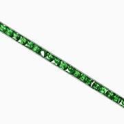 French-Cut Emerald Tennis Bracelet in Platinum 950 (7.66 CT Emeralds, Handcrafted Finish)