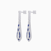 Art Deco Platinum Diamond & Sapphire Pear-Shaped Drop Earrings
