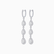 Platinum 950 Drop Earrings with Pear and Round Diamonds – Graceful Elegance in Every Detail