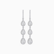 Platinum 950 Drop Earrings with Pear and Round Diamonds – Graceful Elegance in Every Detail