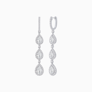 Platinum 950 Drop Earrings with Pear and Round Diamonds – Graceful Elegance in Every Detail