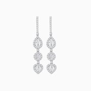 Elegant Platinum 950 Drop Earrings with Heart, Pear, and Round Cut Diamonds – Total 6.35 CT