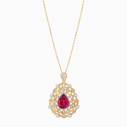 18K Yellow & White Gold Ruby and Diamond Pendant Necklace