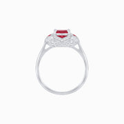 Eternal Flame Ruby and Diamond Blossom Ring in Platinum