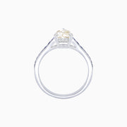 Pear-Shaped Diamond & Blue Sapphire Tapered Ring in Platinum 950 (1.01 CT Center Stone)