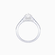 Pear-Shaped Diamond & Blue Sapphire Tapered Ring in Platinum 950 (1.14 CT Center Stone)
