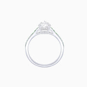 Pear-Shaped Diamond & Tsavorite Tapered Ring in Platinum 950 (1.00 CT Center, Handcrafted Detail)