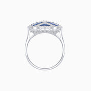 Marquise Diamond & Blue Sapphire Wave Ring in Platinum 950 – 0.78 CT VS1 Center