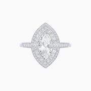 Marquise Diamond Double Halo Ring in Platinum 950 with Baguette & Round Accents (1.01 CT Center)