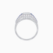 Platinum Sapphire & Diamond Harmony Ring with Emerald-Cut Center