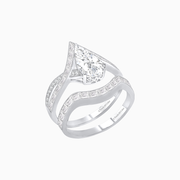 Platinum Pear Perfection Bridal Set with Baguette, Princess & Round Diamonds