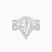 Platinum Pear Perfection Bridal Set with Baguette, Princess & Round Diamonds