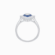 Marquise Diamond & Blue Sapphire Halo Ring in Platinum 950