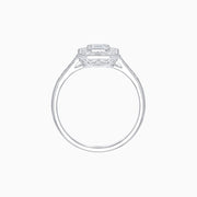 Emerald-Cut Diamond Halo Platinum Ring