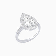The Eternal Tear: Pear-Shaped Diamond & Baguette Halo Platinum Ring