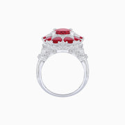 Convertible Ruby & Diamond Flower Ring Pendant in Platinum (4.95 CT Total Gem Weight)