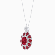 Convertible Ruby & Diamond Flower Ring Pendant in Platinum (4.95 CT Total Gem Weight)