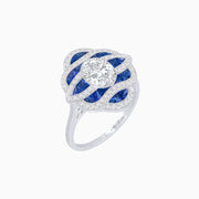 “Waves of Sapphire” Platinum Convertible Ring & Pendant with 1.00 ct. Oval Diamond