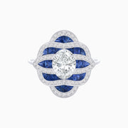 “Waves of Sapphire” Platinum Convertible Ring & Pendant with 1.00 ct. Oval Diamond