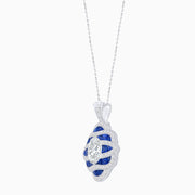 “Waves of Sapphire” Platinum Convertible Ring & Pendant with 1.00 ct. Oval Diamond