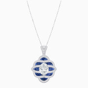 “Waves of Sapphire” Platinum Convertible Ring & Pendant with 1.00 ct. Oval Diamond