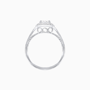 Vintage-Inspired Pear Shape Diamond Ring with Floral Halo and Milgrain Detail