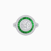 Triple Halo Emerald & Diamond Ring in Platinum with VS1-F Center Diamond (0.90 CT)