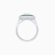 Triple Halo Emerald & Diamond Ring in Platinum with VS1-F Center Diamond (0.90 CT)