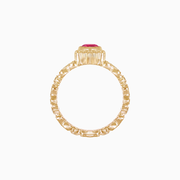 18K Yellow Gold Ruby and Diamond Vintage-Inspired Ring